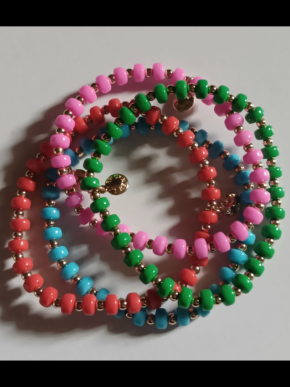 J. Crew Pink, Green, Coral & Blue Beaded Stretch Bracelet Set